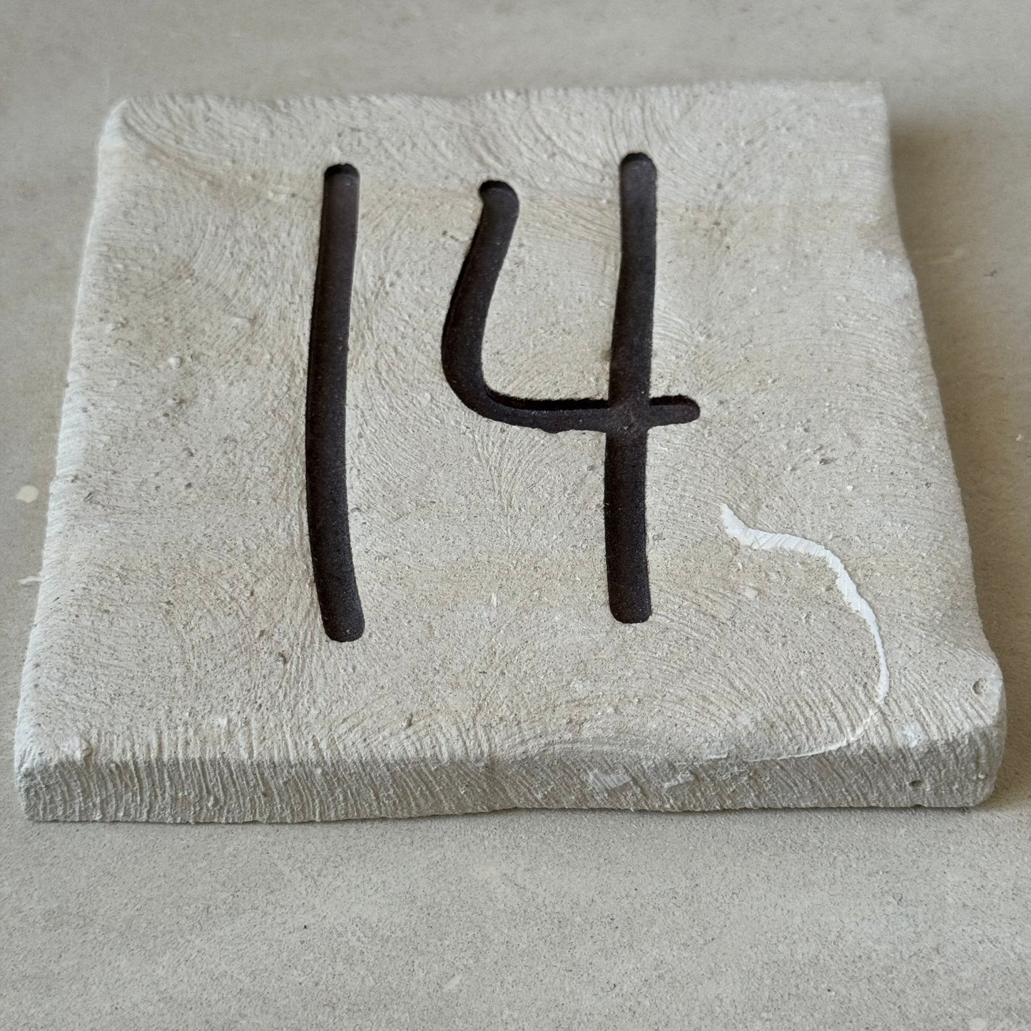 Handmade house number in Lecce stone