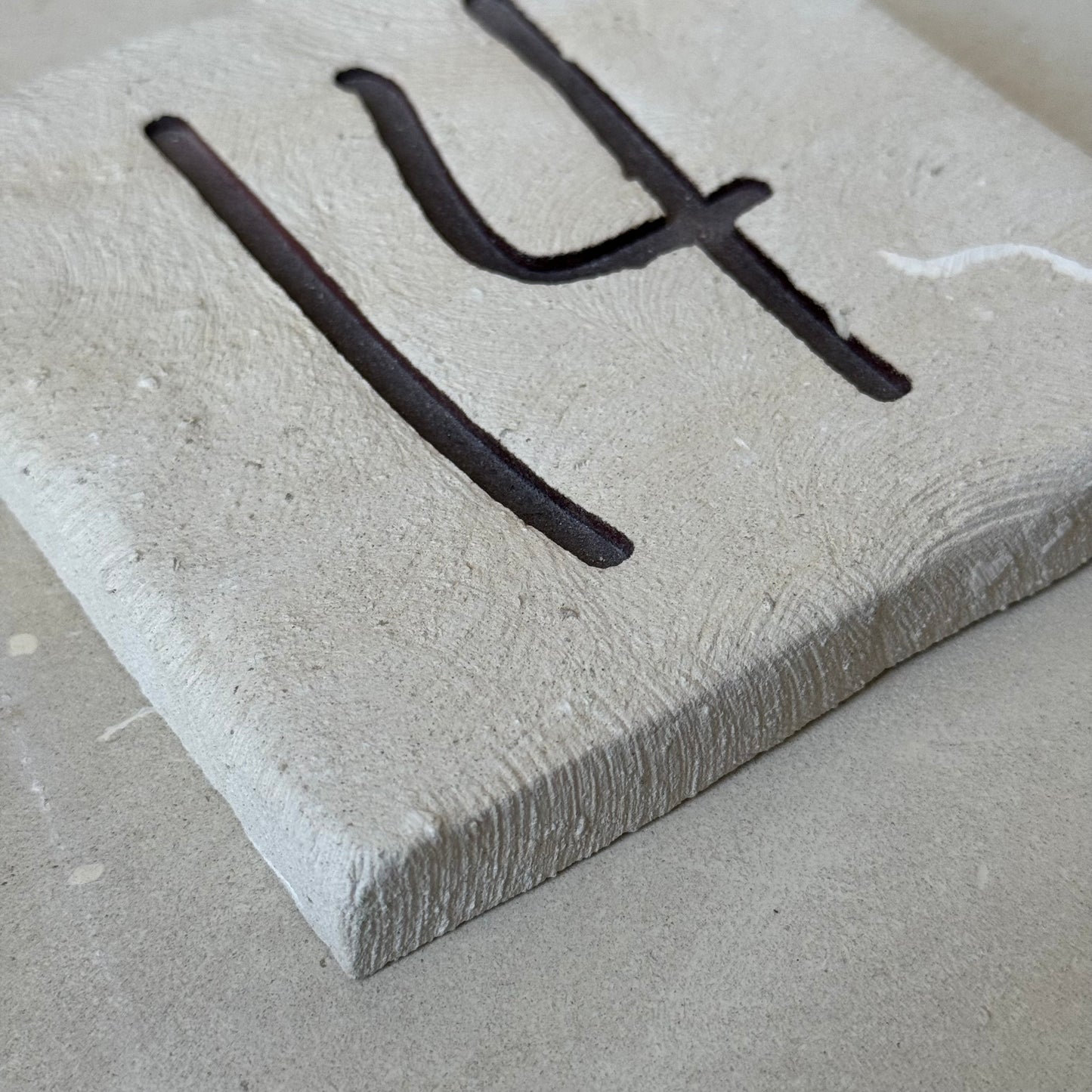 Handmade house number in Lecce stone