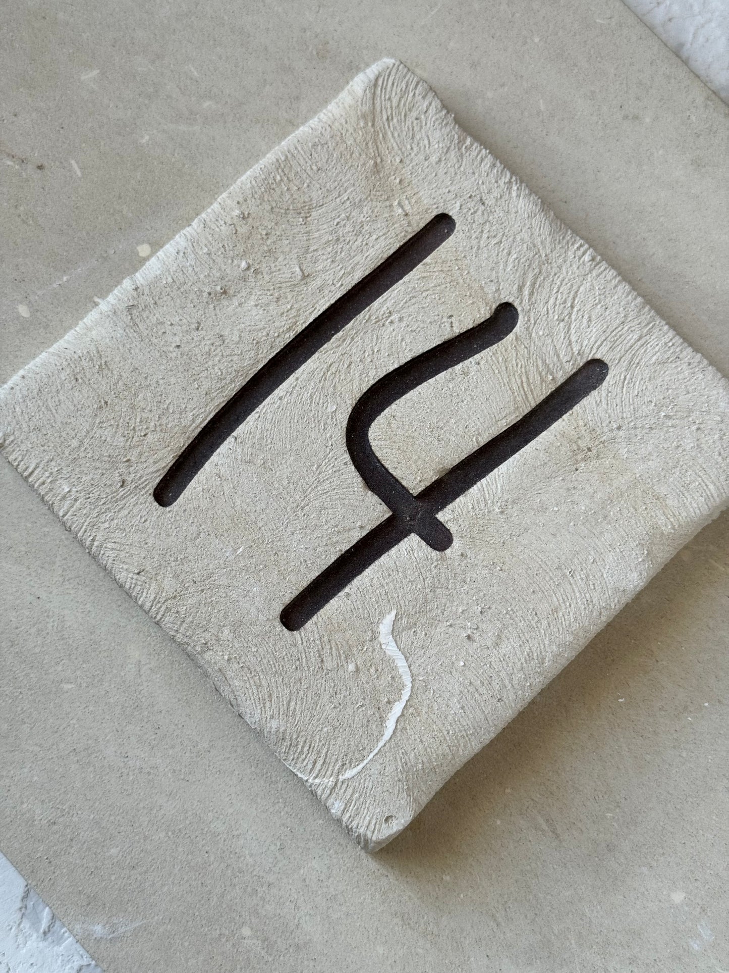 Handmade house number in Lecce stone