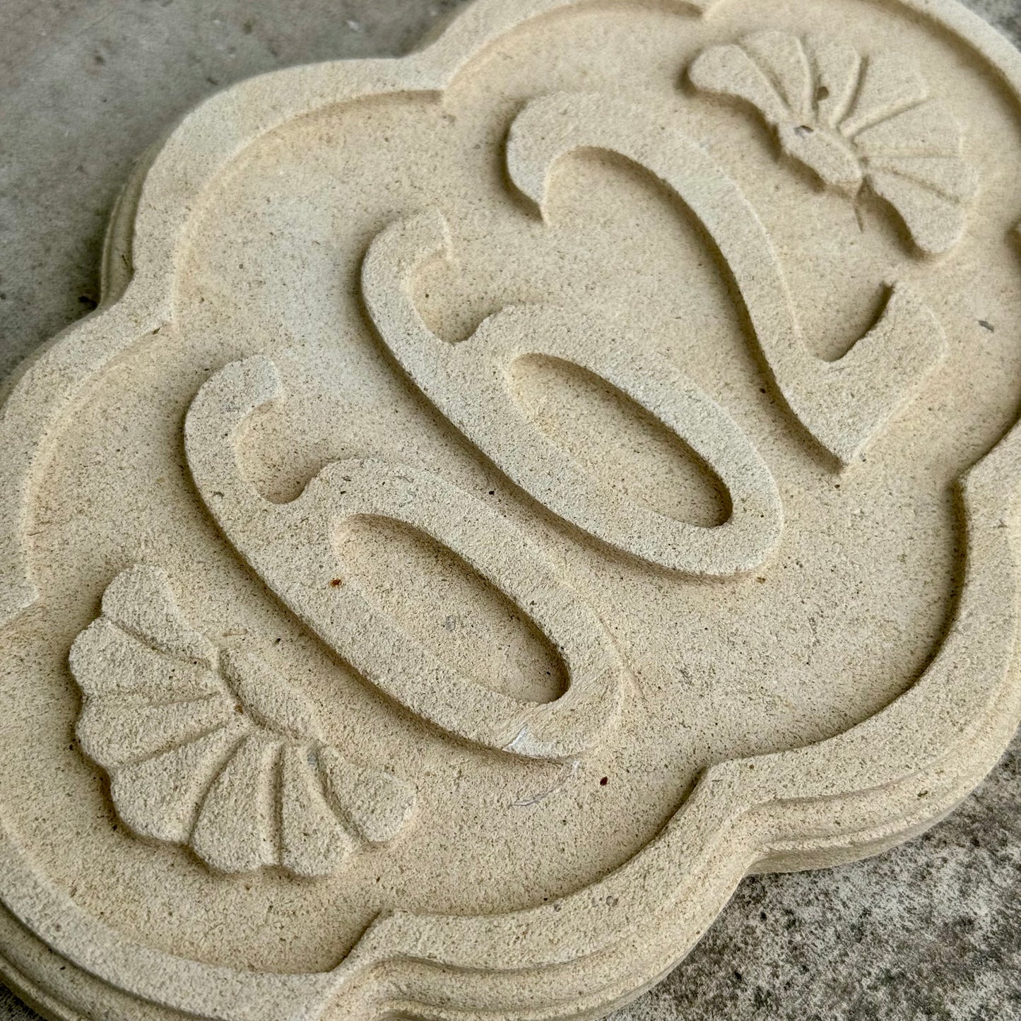 Handmade house number in Lecce stone.