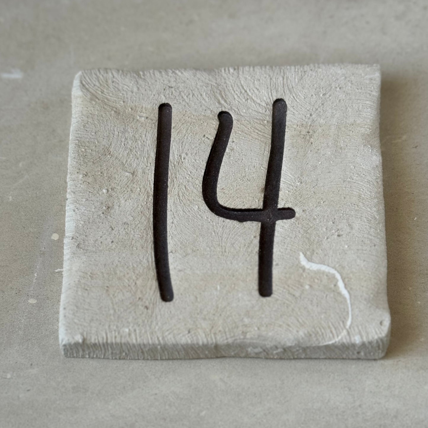 Handmade house number in Lecce stone